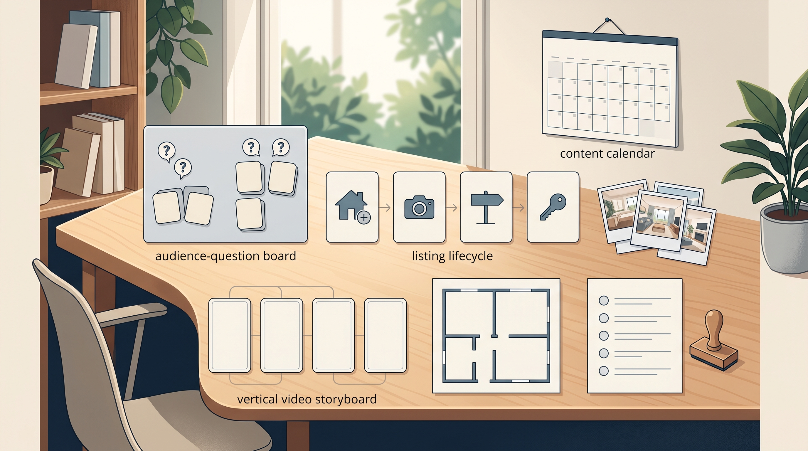 Realtor planning a reusable visual content strategy