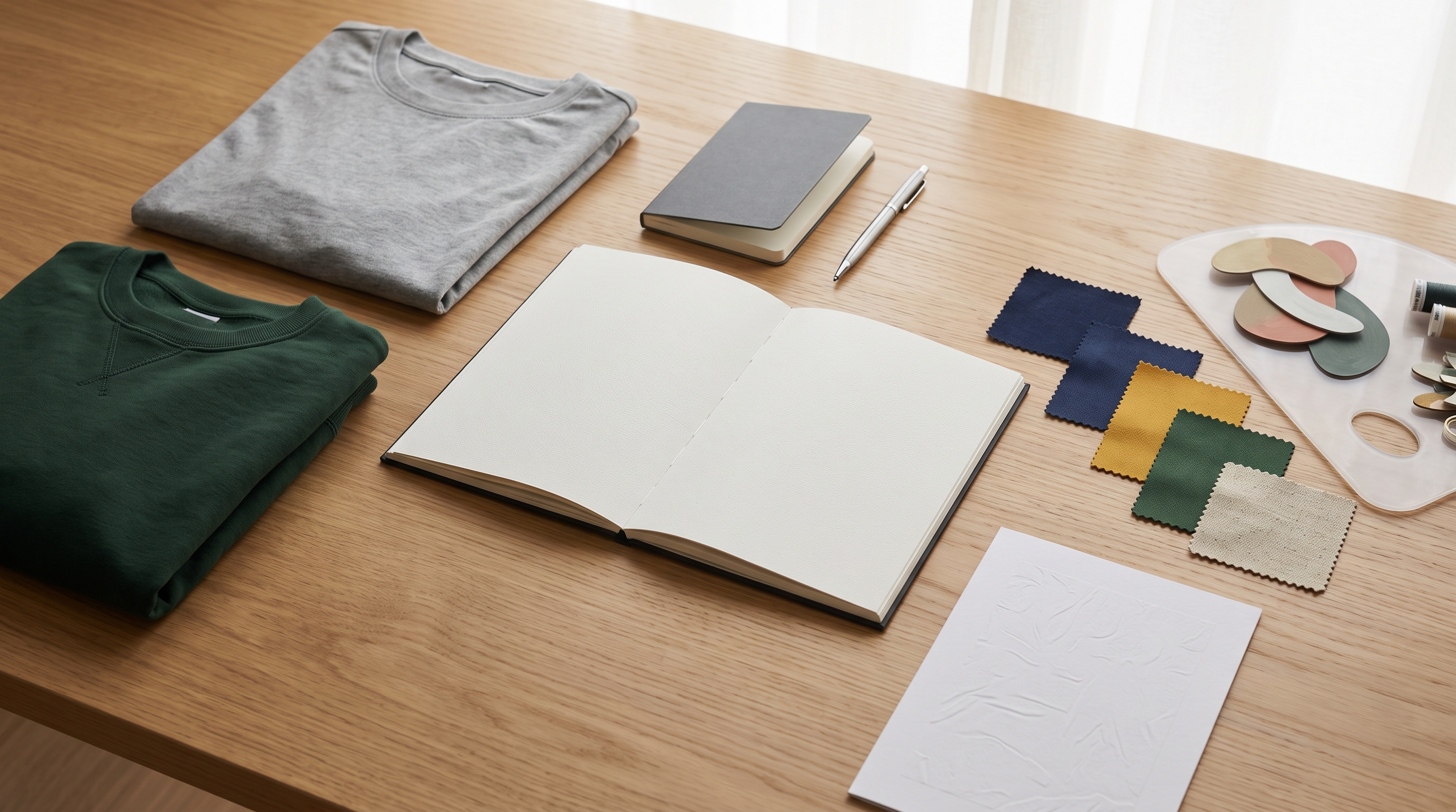 Buyer reviewing garments logo artwork and screen printing proof