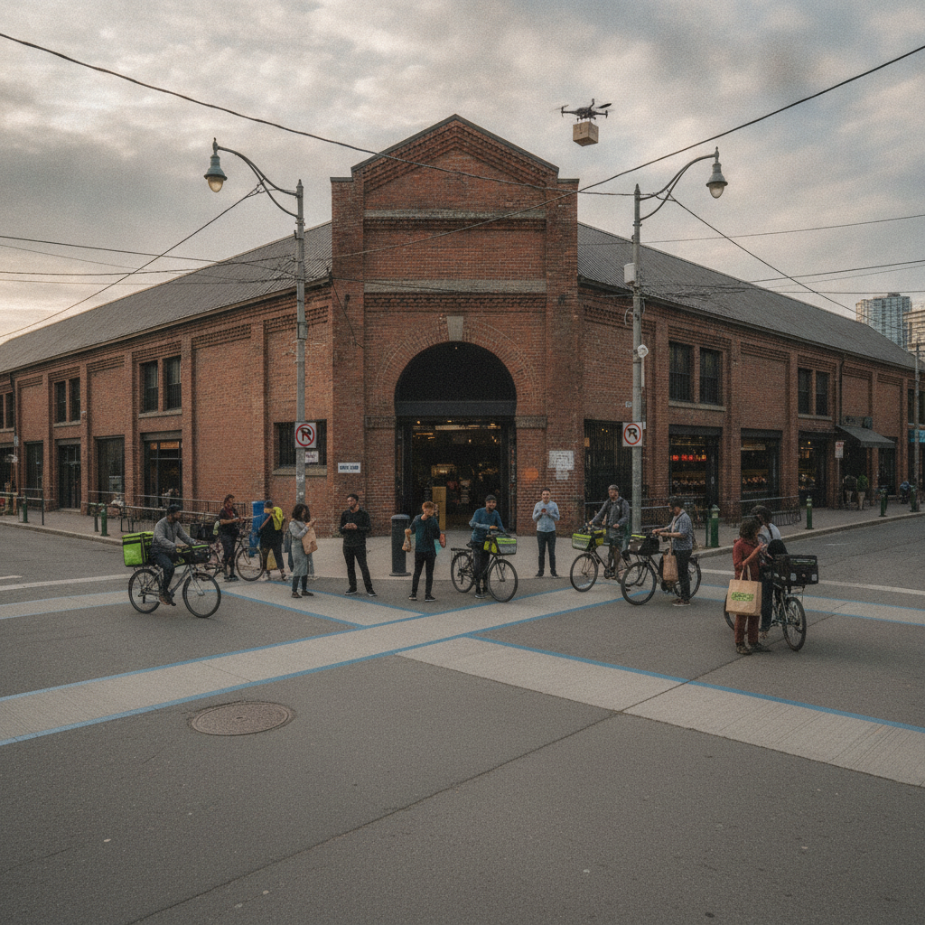 Practical real-world scene related to toronto delivery or pickup guide, different perspective and setting, natural documentary style, no text, no labe