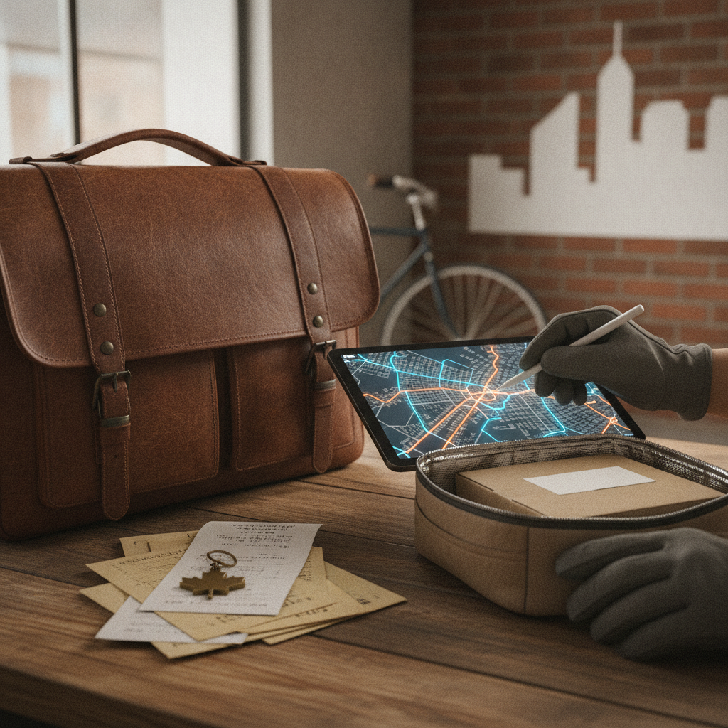 Close-up editorial detail related to toronto delivery or pickup guide, authentic materials and process, realistic lighting, visually distinct composit