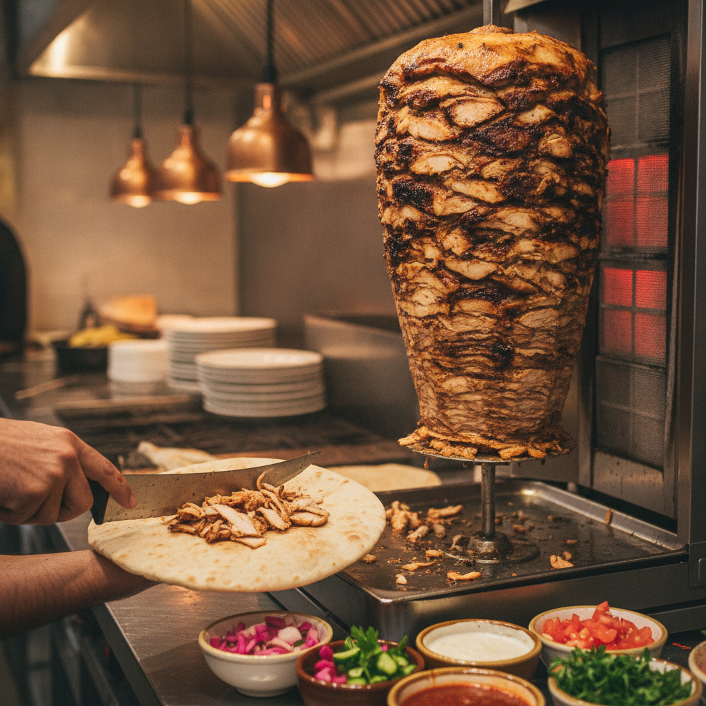 Close-up editorial detail related to shawarma toronto, authentic materials and process, realistic lighting, visually distinct composition, no text, no
