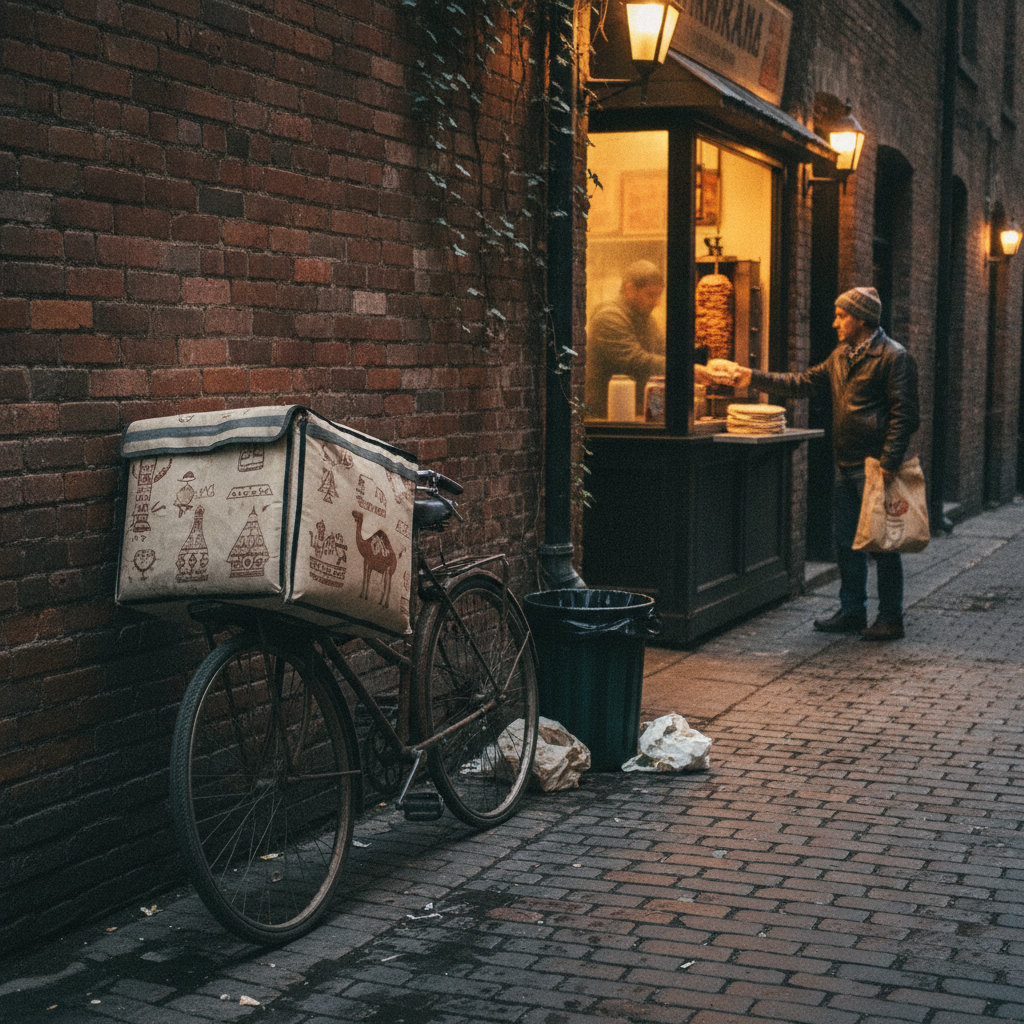 Practical real-world scene related to old toronto shawarma delivery options, different perspective and setting, natural documentary style, no text, no