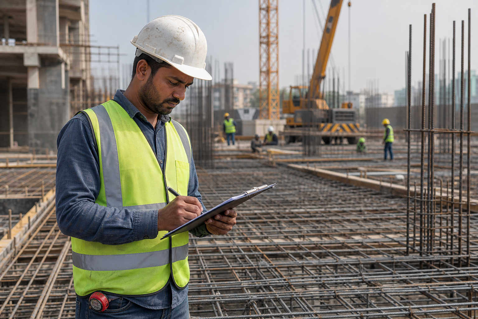 Quick pre-pour checklist card for foremen — rebar detailing checklist