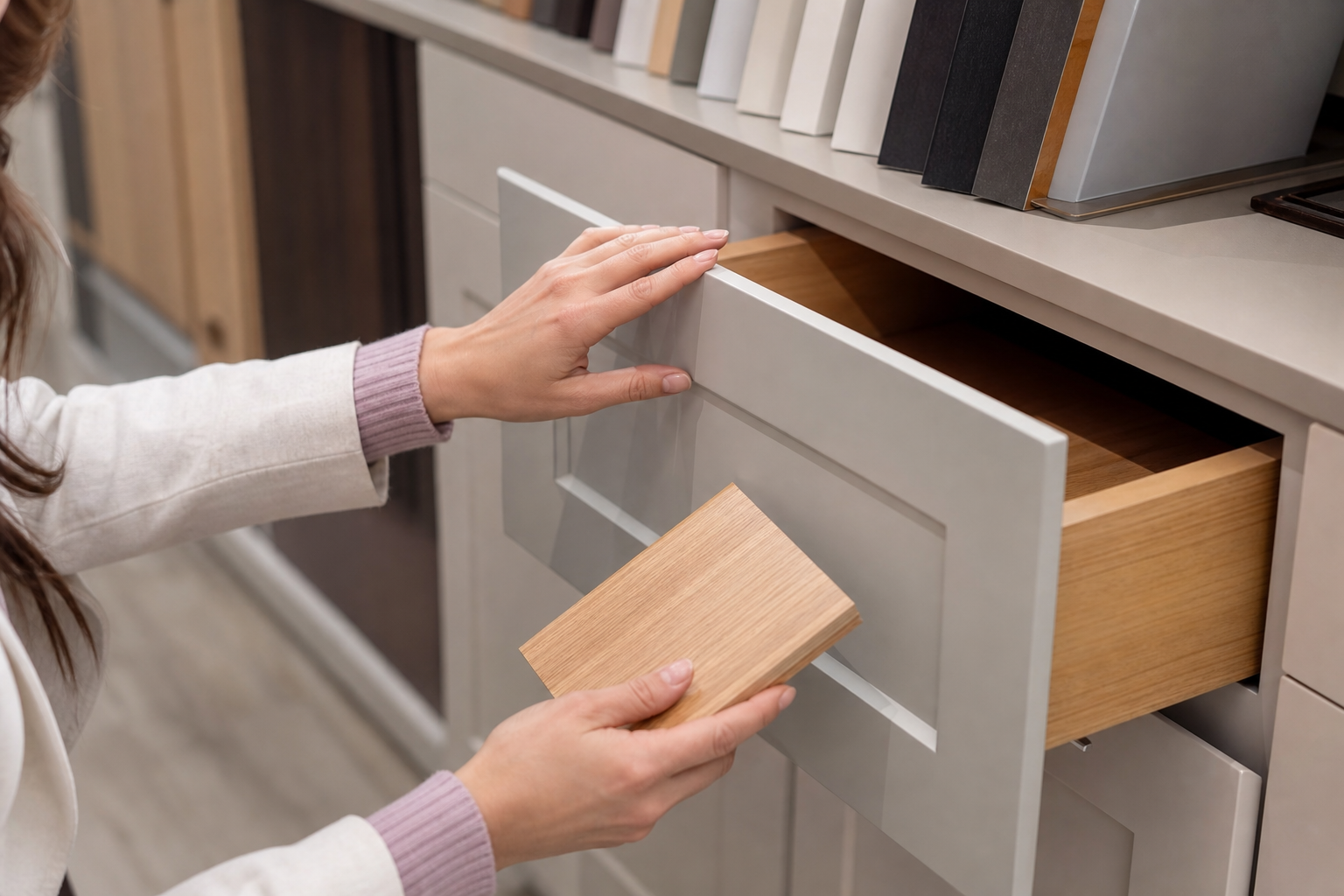 Are semi custom kitchen cabinets right for your renovation? 2 Inspecting build quality and samples at the showroom — semi custom kitchen cabinets