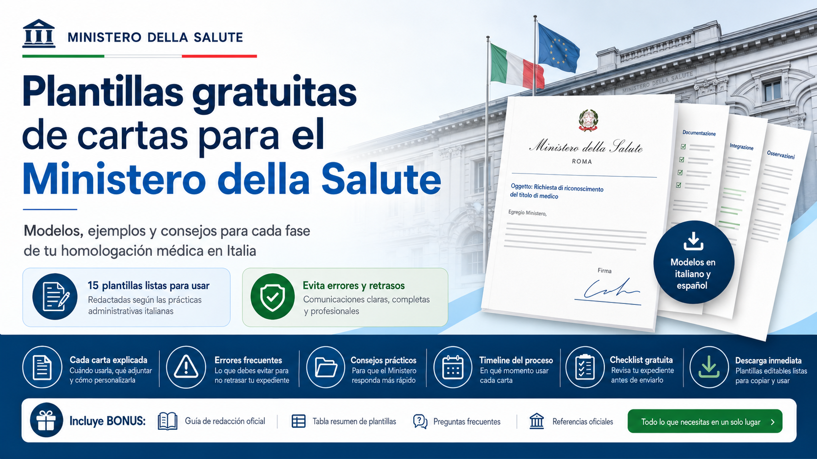 Plantillas gratuitas de cartas para el Ministero della Salute