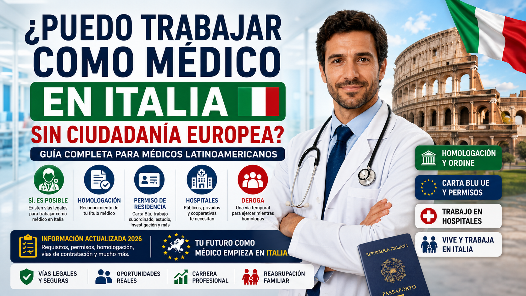 ¿Puedo trabajar como médico en Italia sin ciudadanía europea? Guía completa 2026