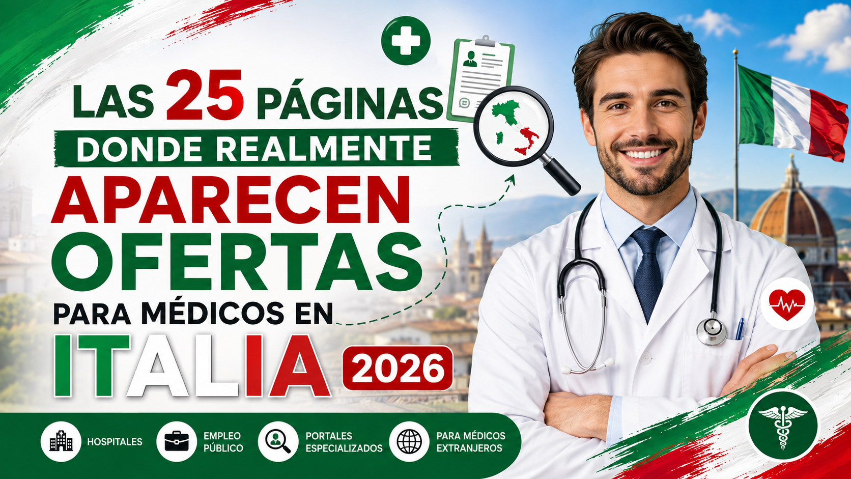 Las 25 páginas donde realmente aparecen ofertas para médicos en Italia en 2026