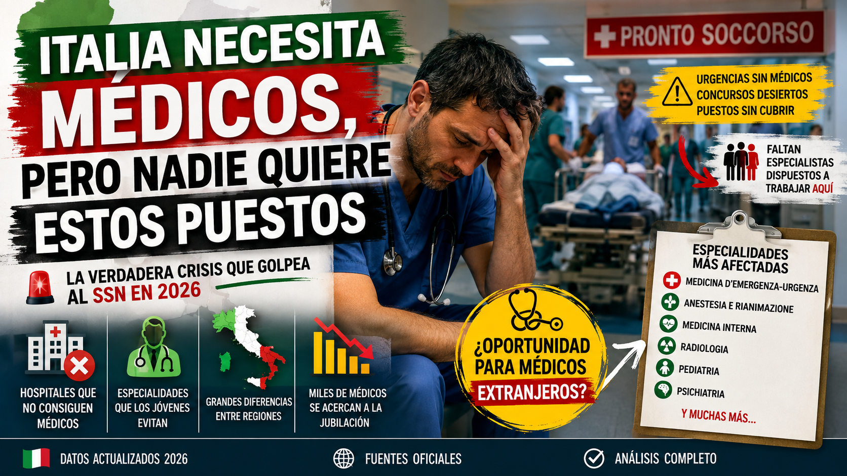 Italia necesita médicos, pero nadie quiere estos puestos