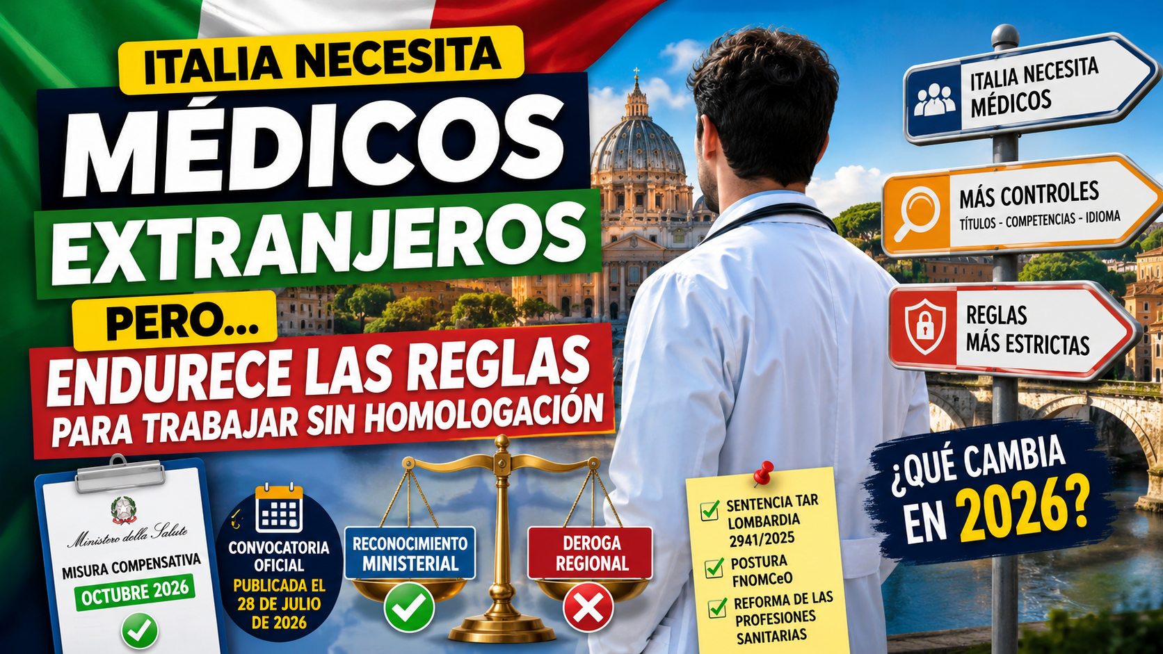 Italia necesita médicos extranjeros, pero endurece las reglas: ¿se termina trabajar sin homologación?