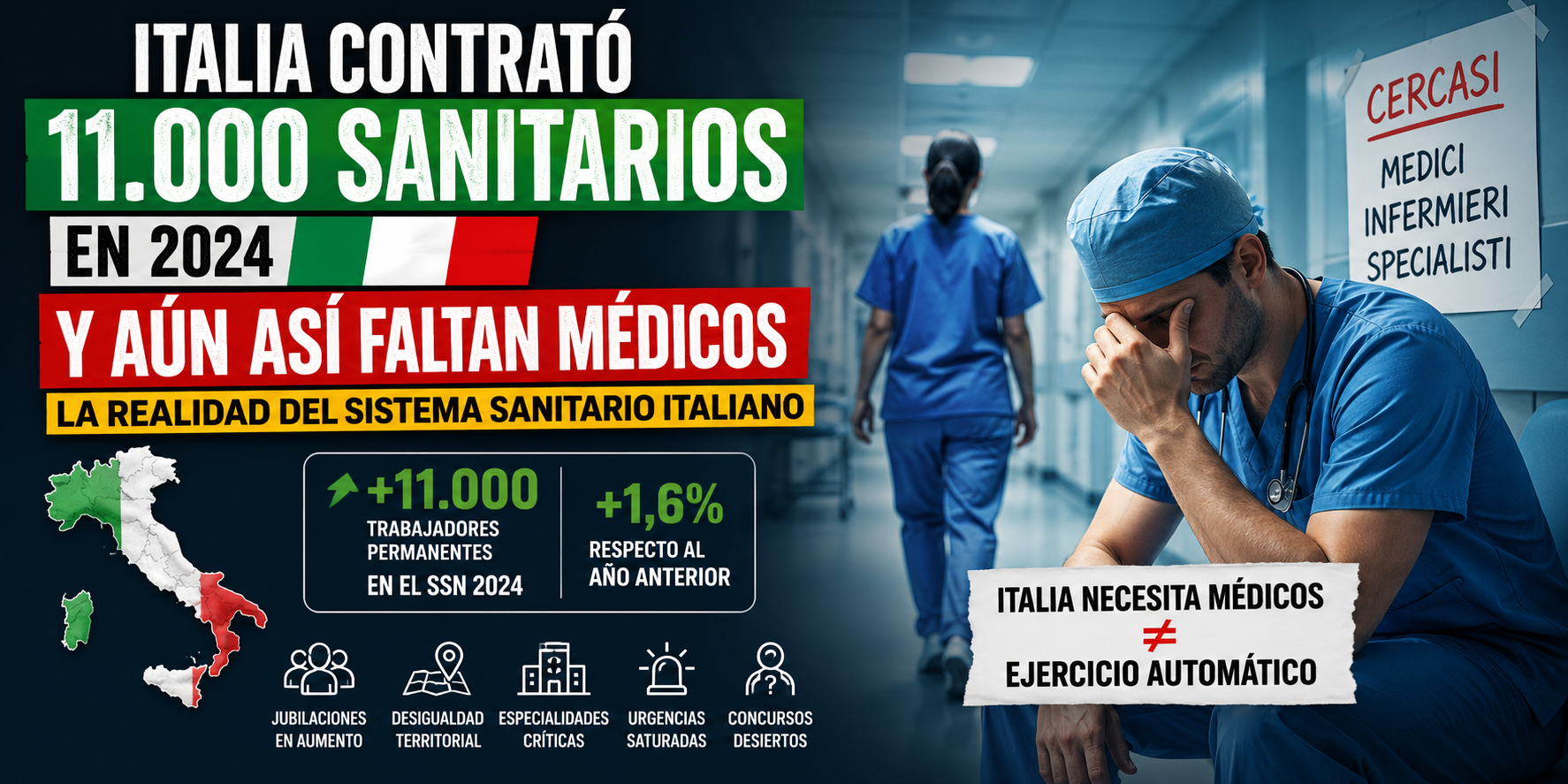 Italia contrató 11.000 sanitarios, pero siguen faltando médicos: qué está pasando en el sistema sanitario
