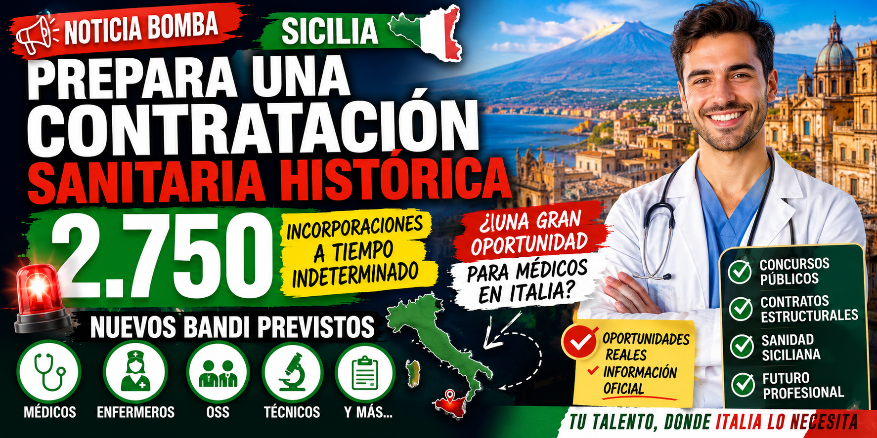 Trabajar como médico en Sicilia: 2.750 contrataciones