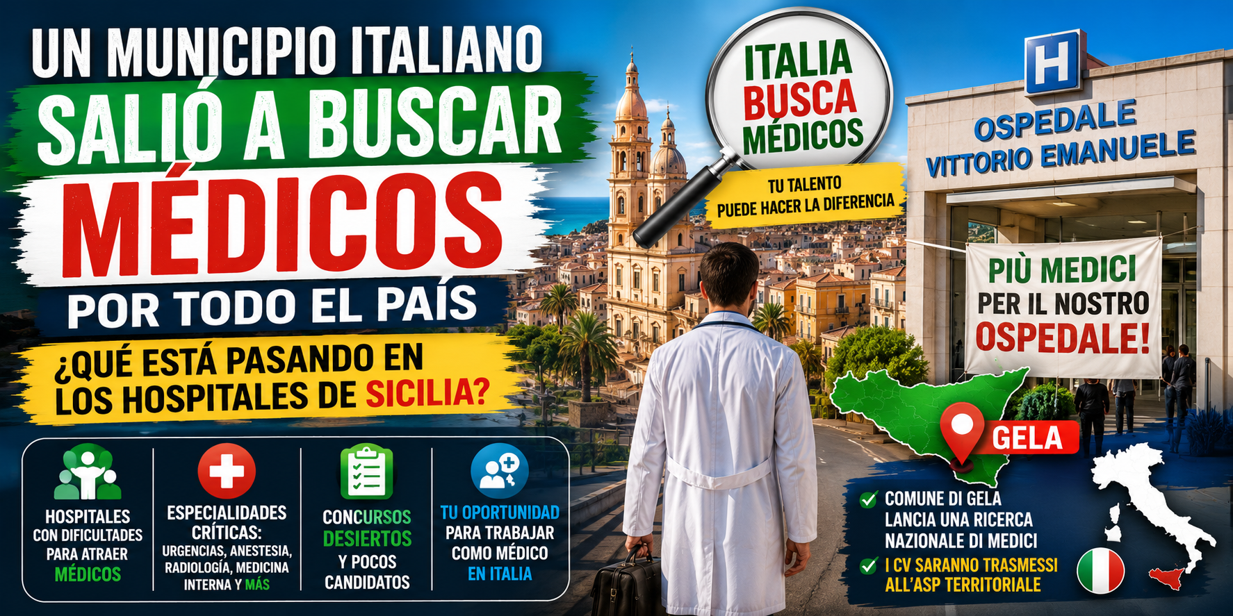 Italia busca médicos: un municipio de Sicilia salió a reclutarlos por todo el país