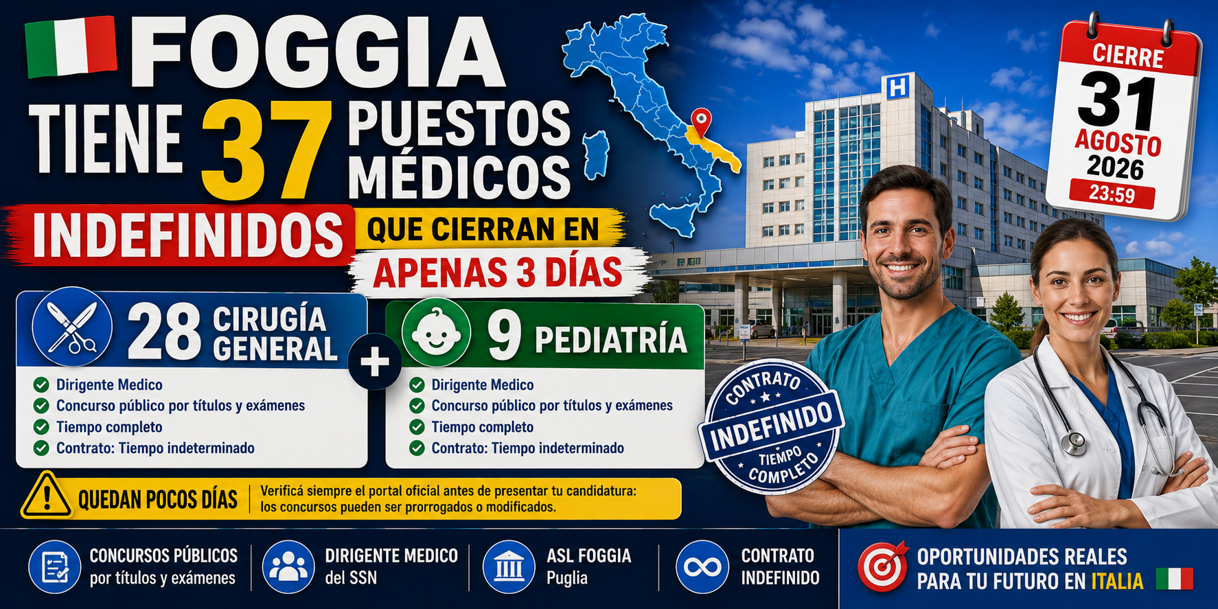  Foggia tiene 37 puestos médicos indefinidos que cierran en apenas 3 días