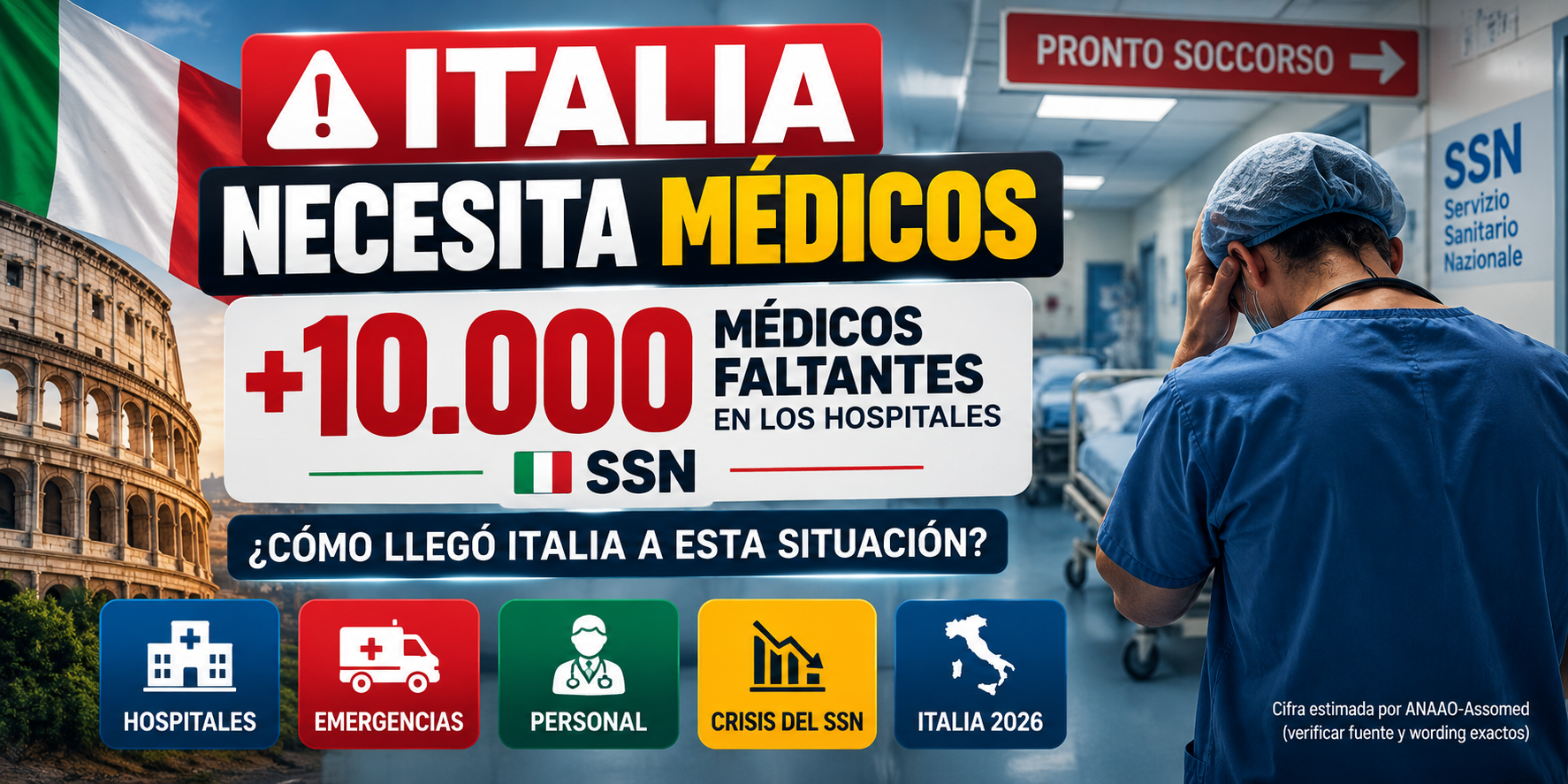 🚨 Italia necesita más de 10.000 médicos: la crisis de personal golpea a los hospitales del SSN