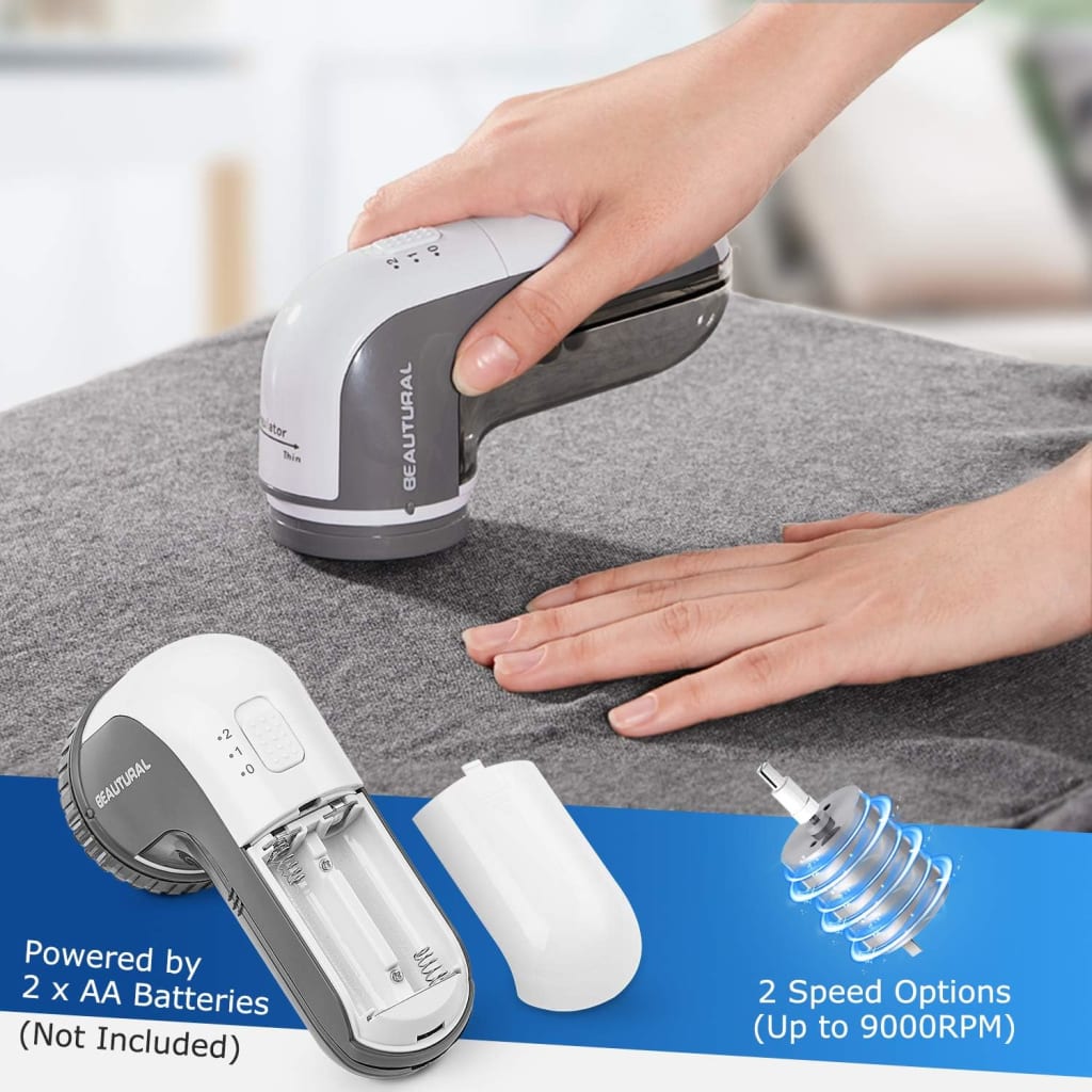 BEAUTURAL Fabric Shaver and Lint Remover, Sweater Defuzzer with 2-Speeds