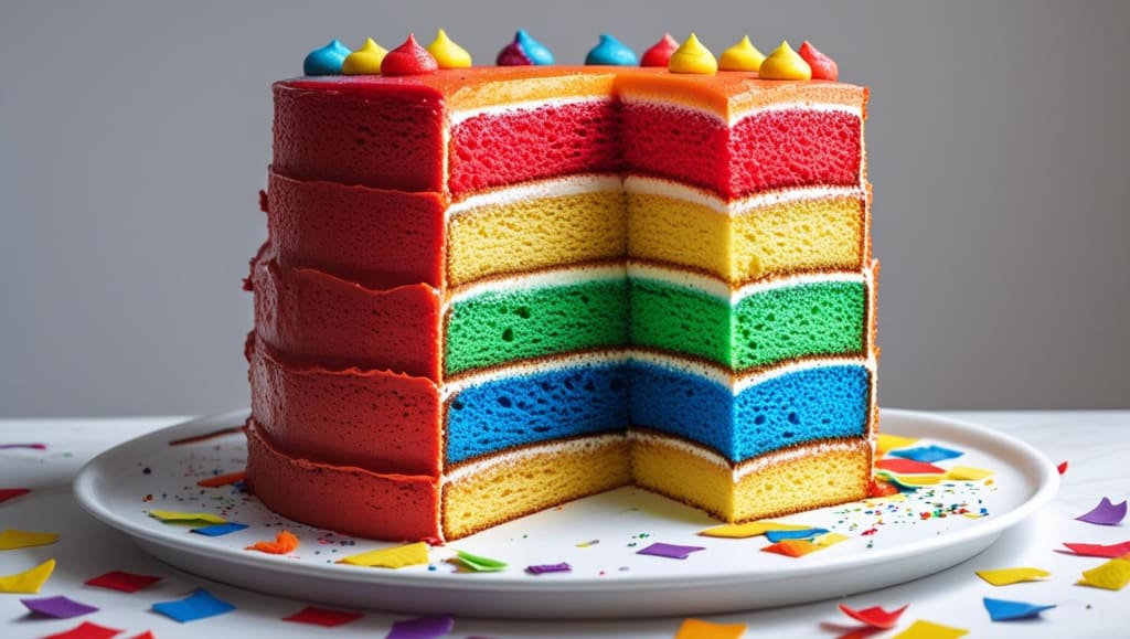 Five-Layer Rainbow Cake – A Colorful Crowd-Pleaser