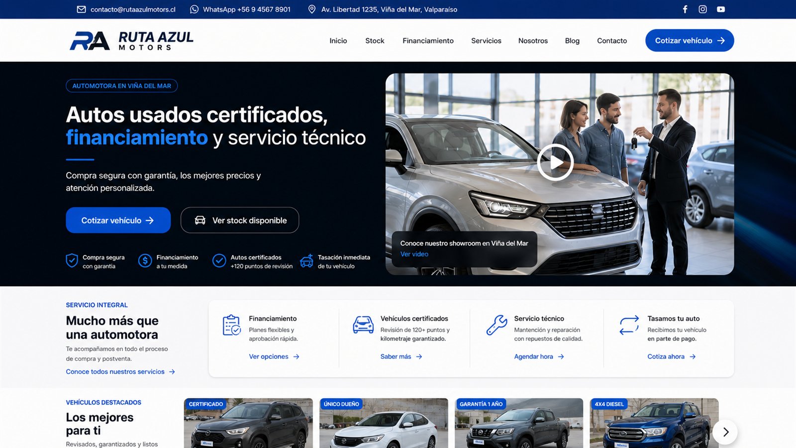 Vista previa de sitio web para automotora