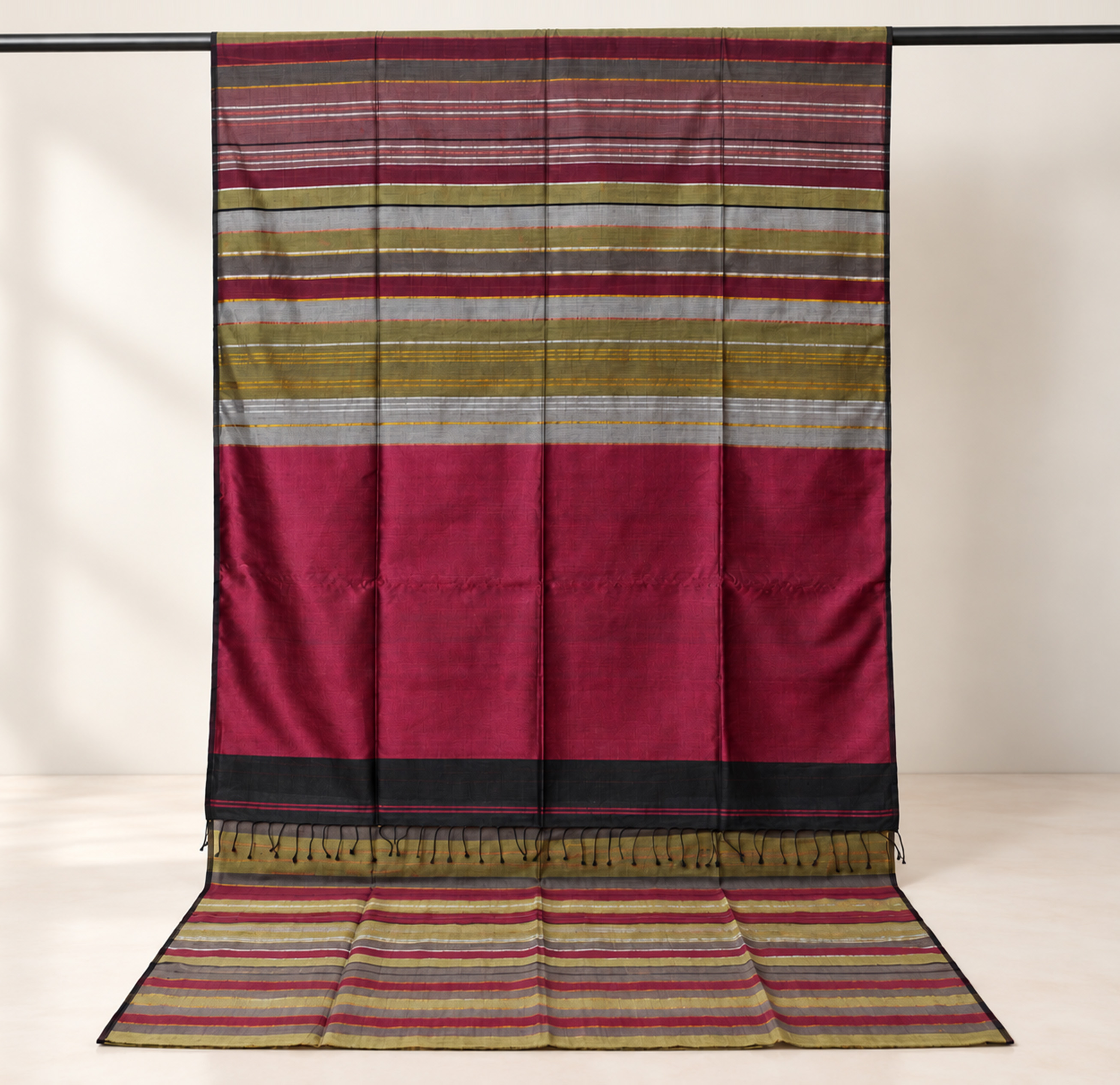 Pinkish Maroon Multicolour Stripes