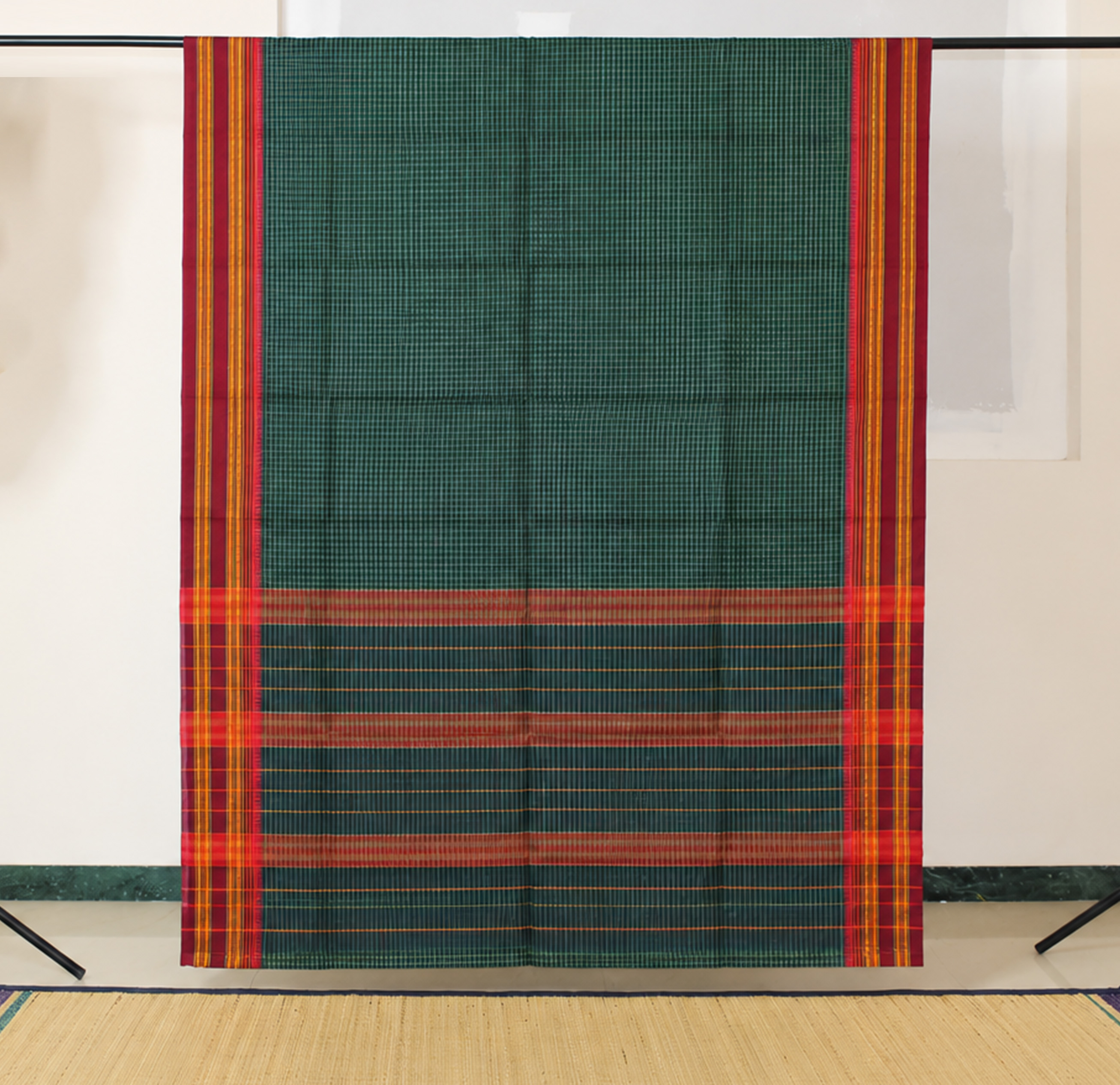 Green Checks Maroon Border