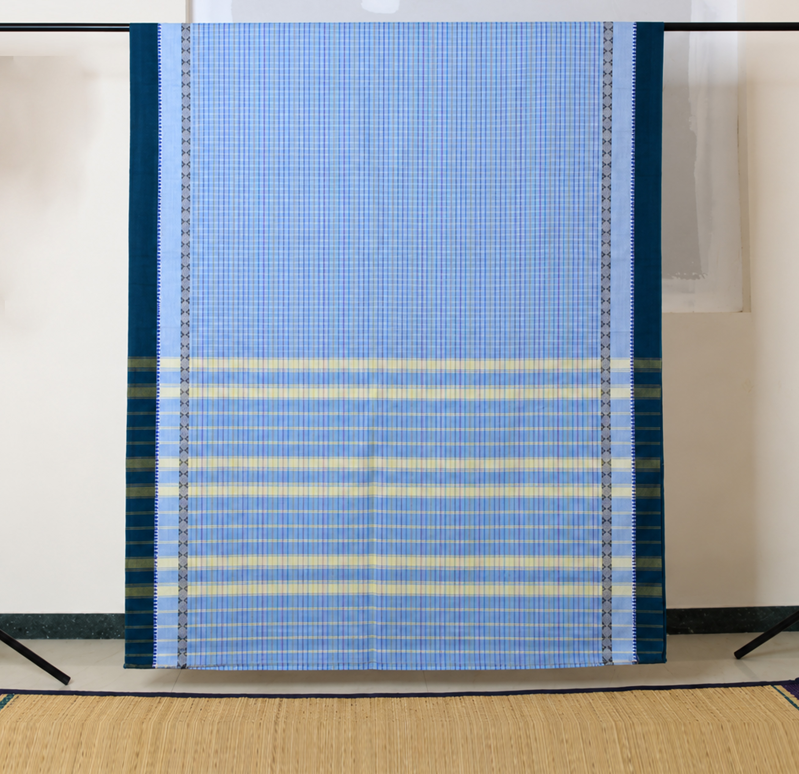 Blue Checks Dark Green Border