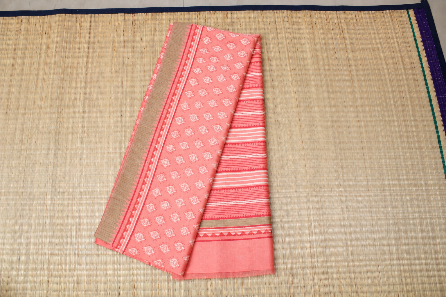 Peach Floral Chanderi image 2