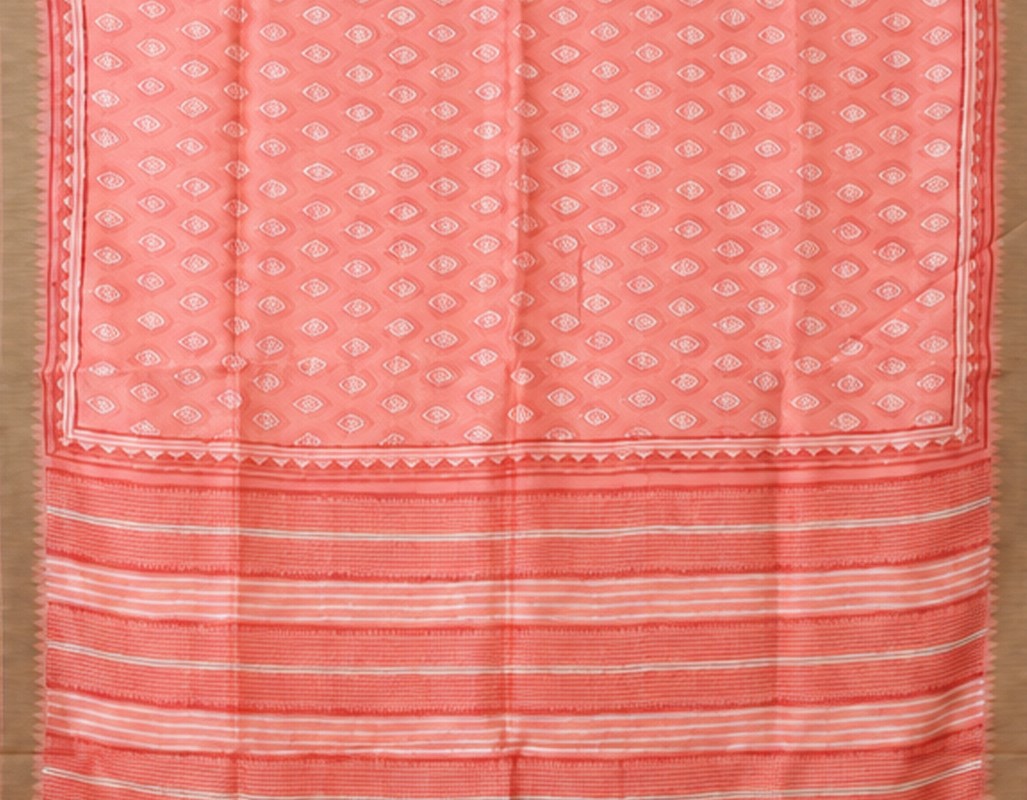 Peach Floral Chanderi image 3