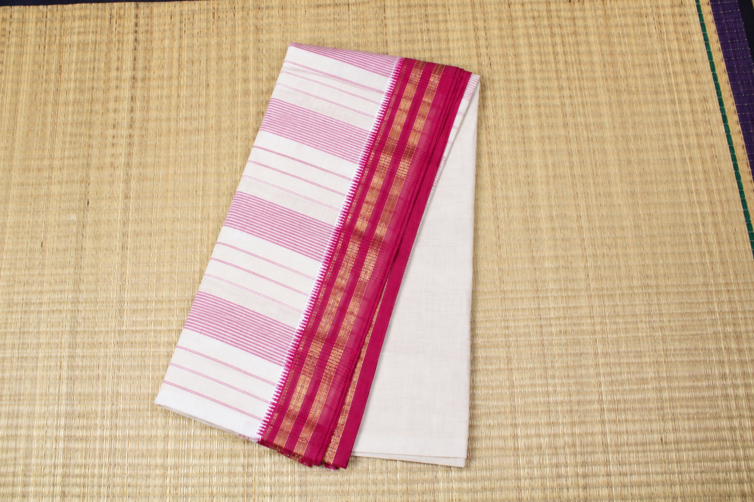 Off White Pink Zari Border image 2