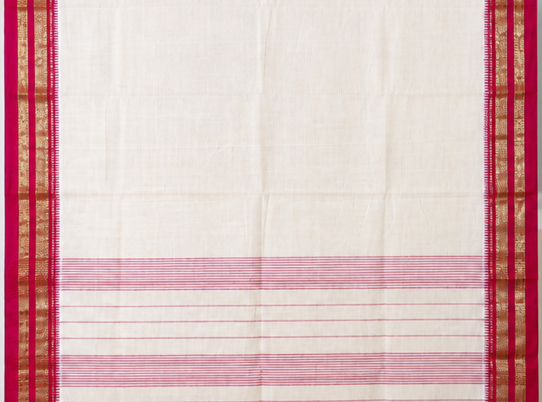 Off White Pink Zari Border image 3