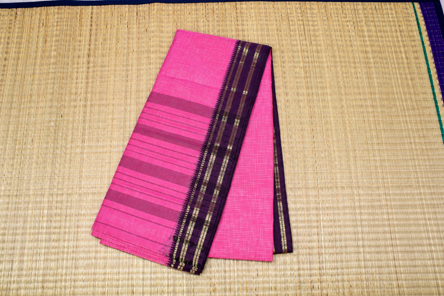 Pink Checks Purple Zari Border image 2