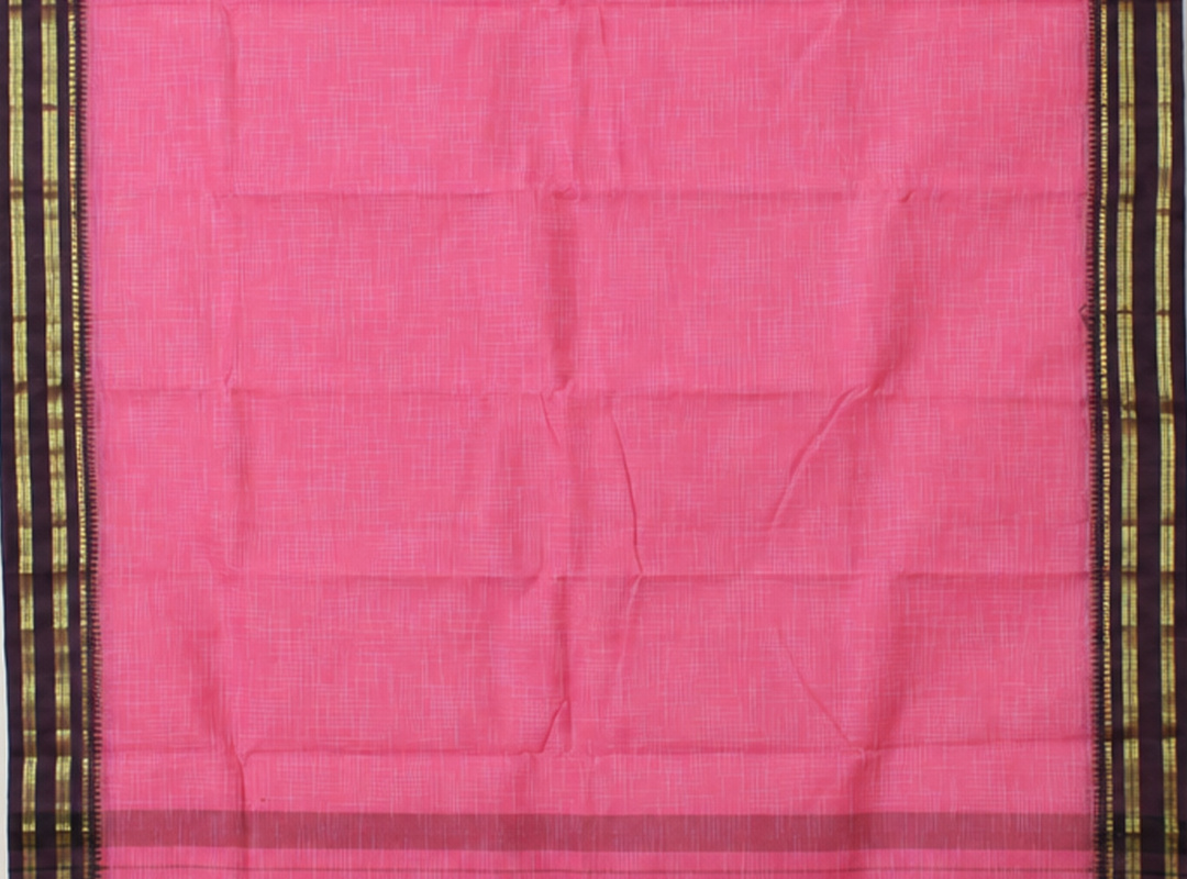 Pink Checks Purple Zari Border image 3
