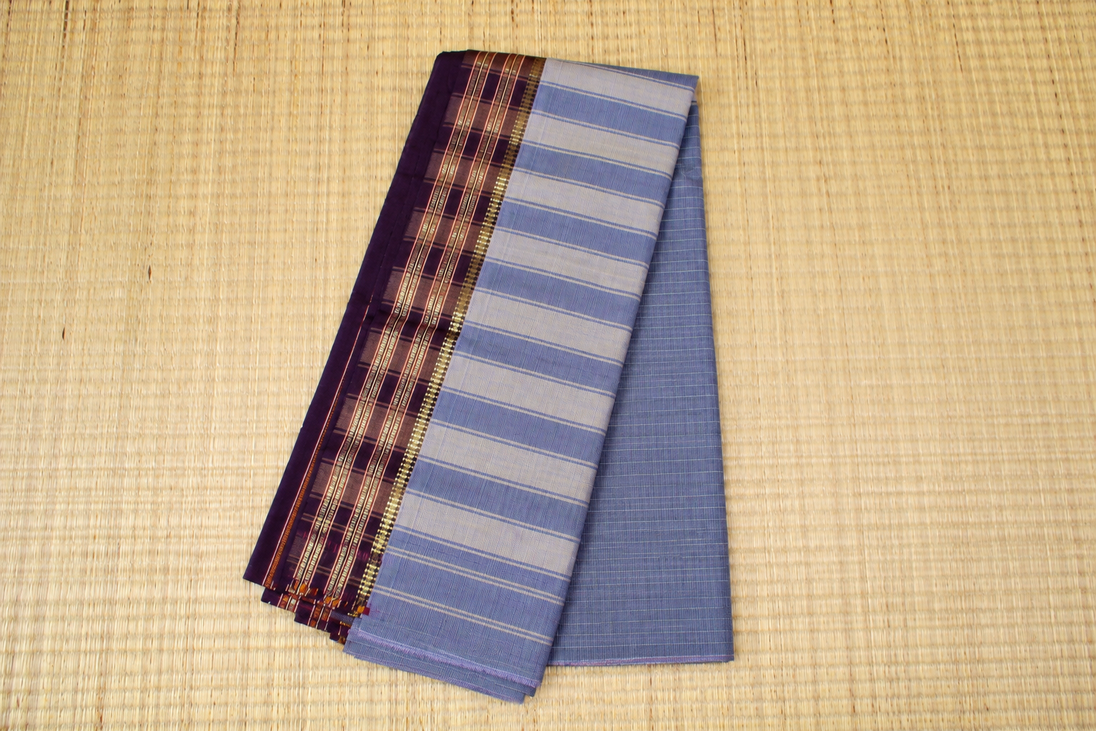 Grey Stripes Violet Zari Border image 2