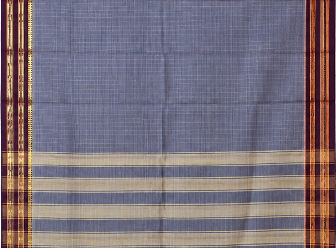 Grey Stripes Violet Zari Border image 3