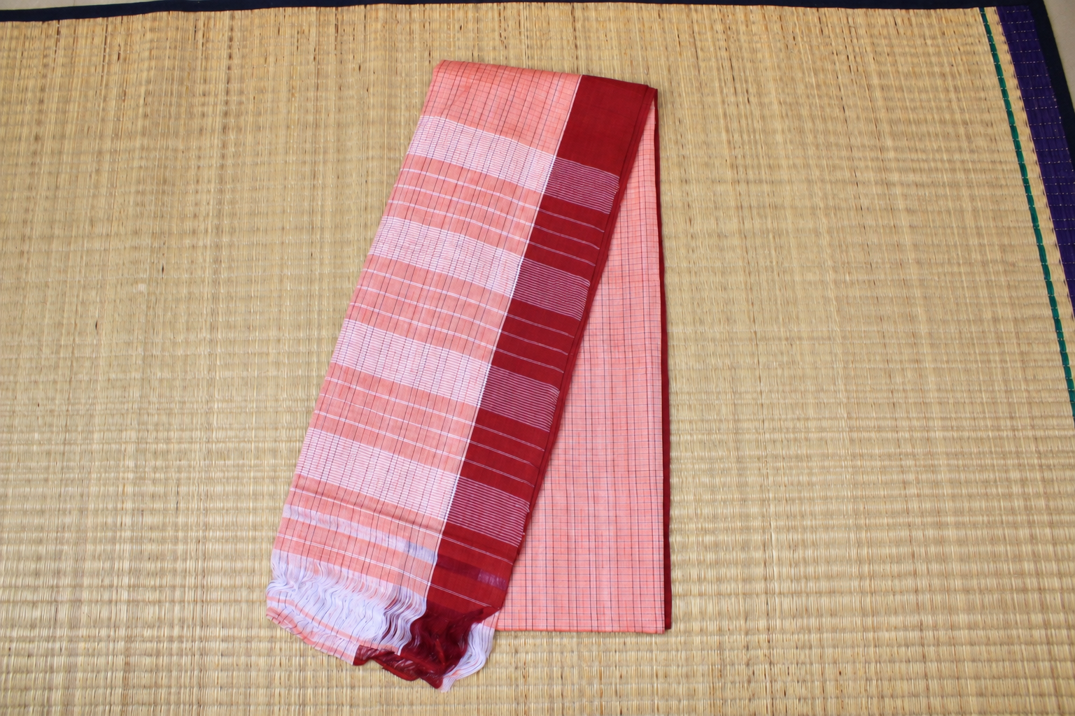 Light Orange Checks Rust Red Border image 2