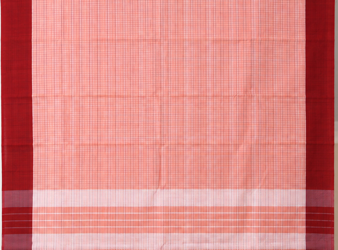 Light Orange Checks Rust Red Border image 3