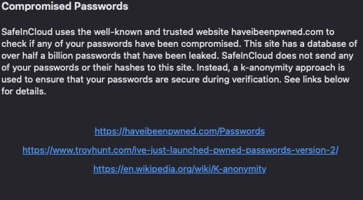 Search compromised passwords