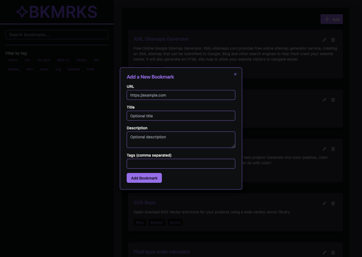 BKMRKS Add Bookmark