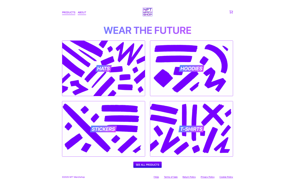 NFT Merch Shop Homepage