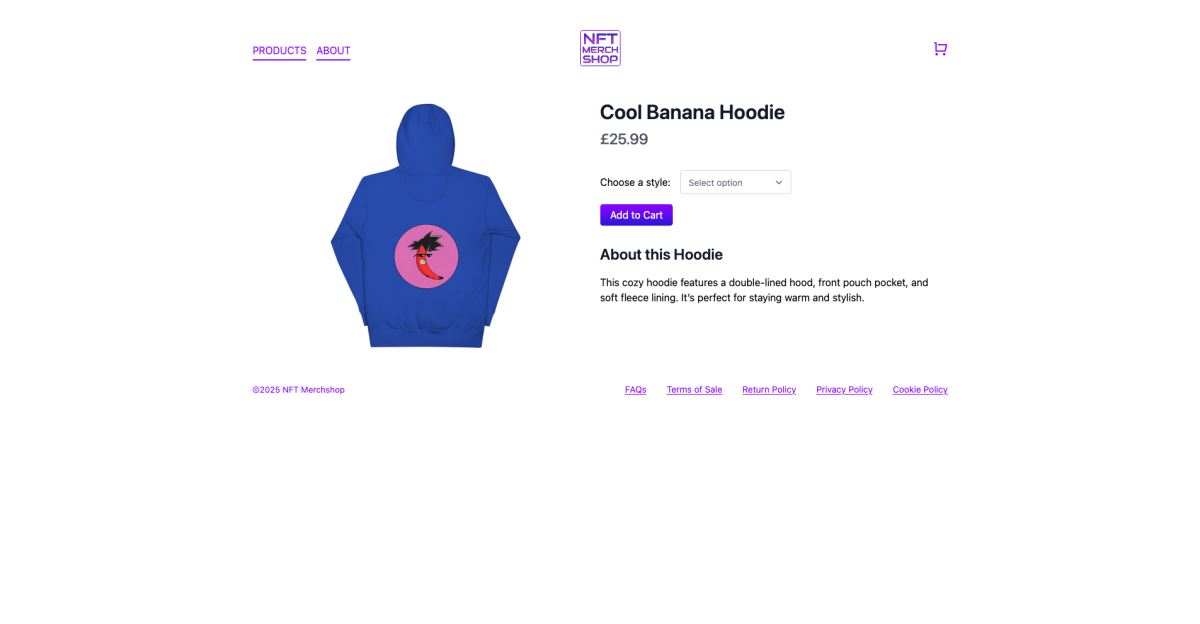 NFT Merch Shop Product Page