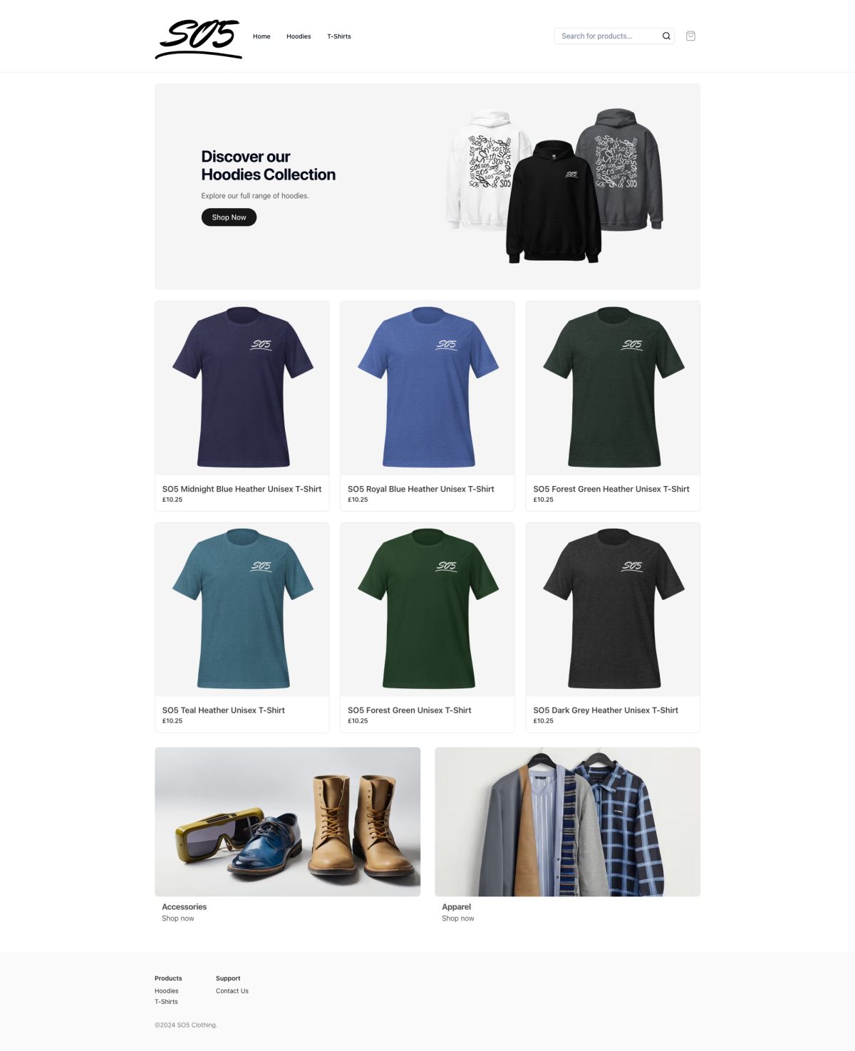 SO5 Clothing Homepage