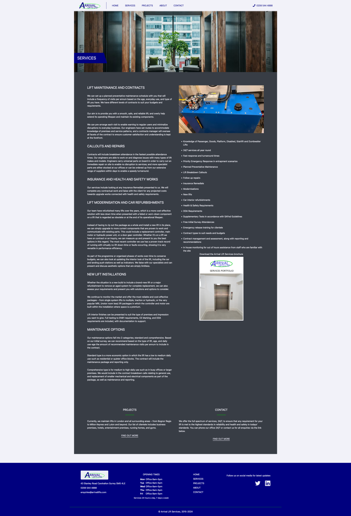 Arrival Lifts Services Page