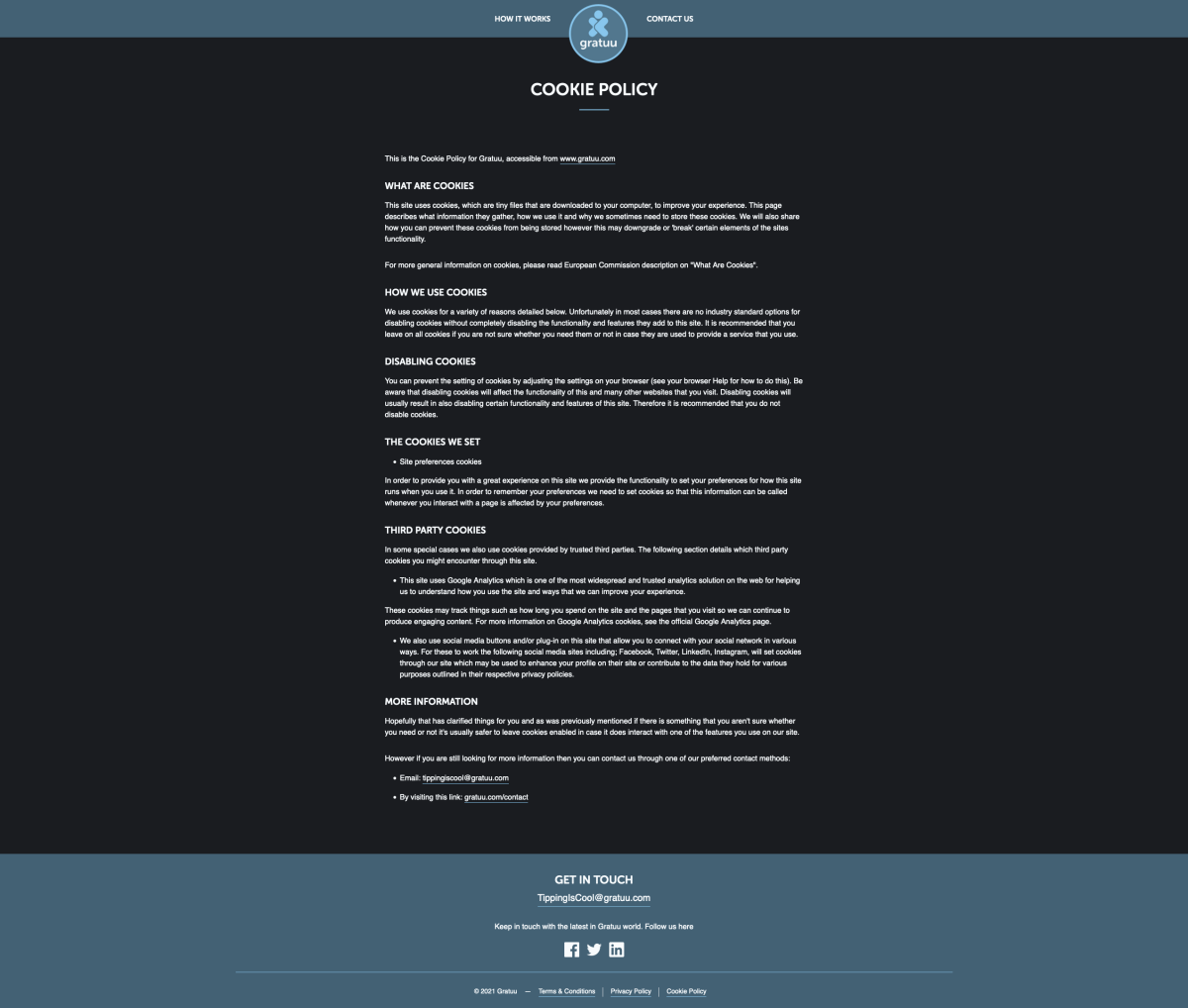 Gratuu Policy page