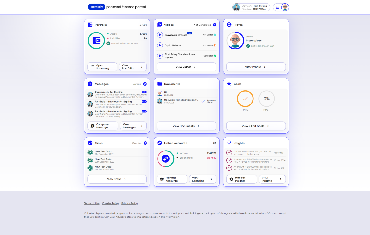 Personal Finance Portal Dashboard