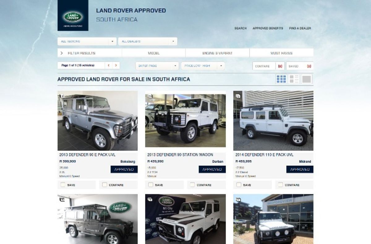 Vehicle search results