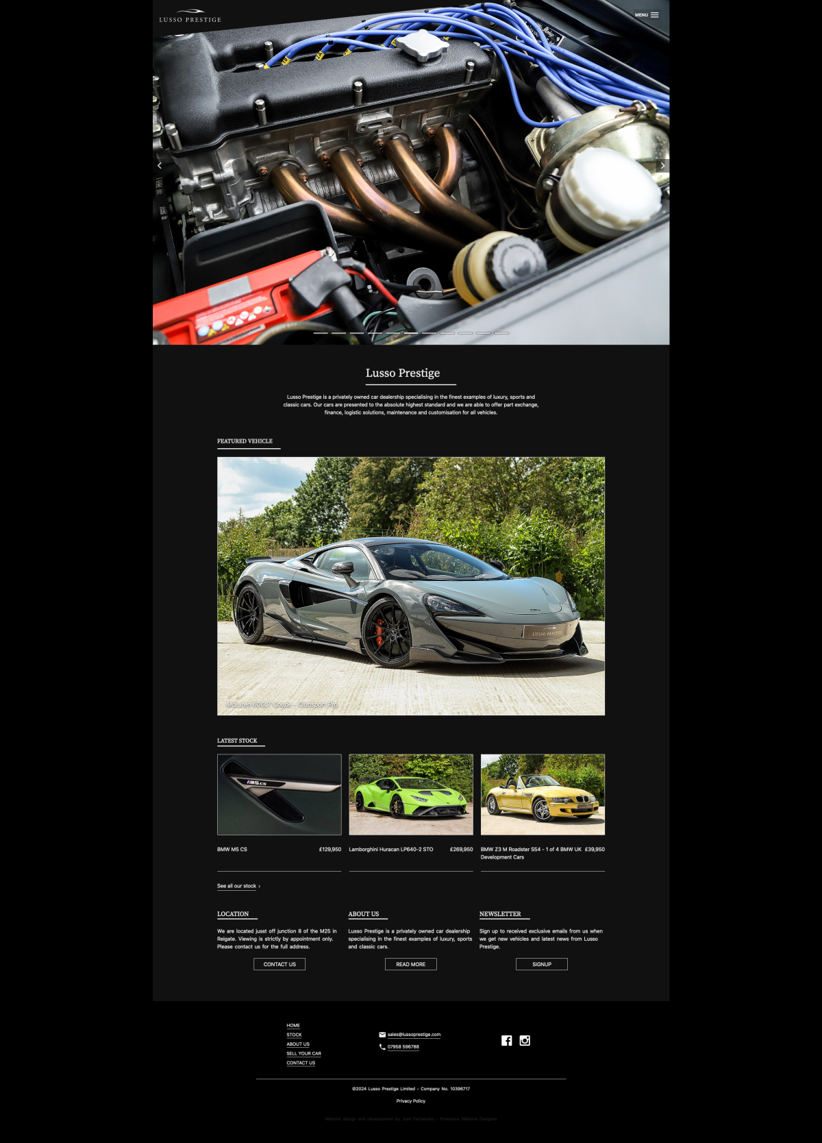 Lusso Prestige Home page