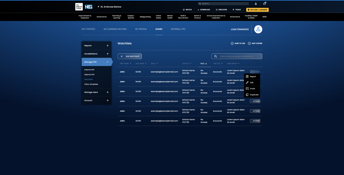 Watchlists