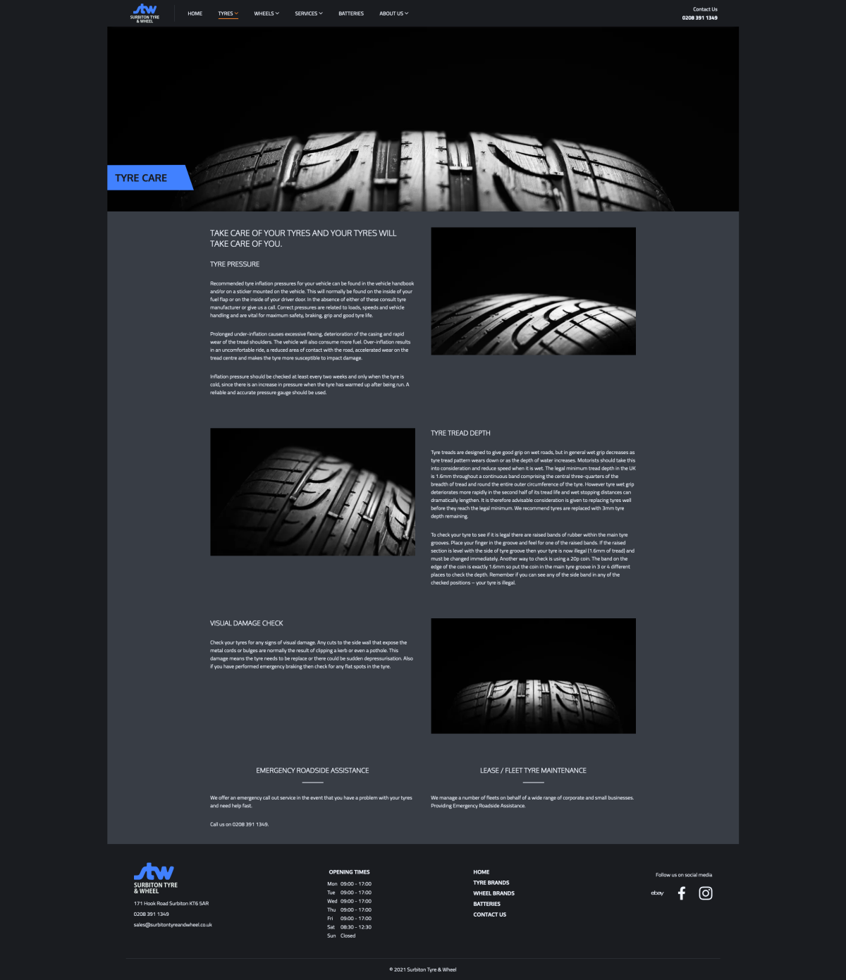 Surbiton Tyre and Wheel content page screenshot