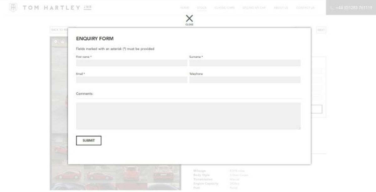 Vehicle enquiry form