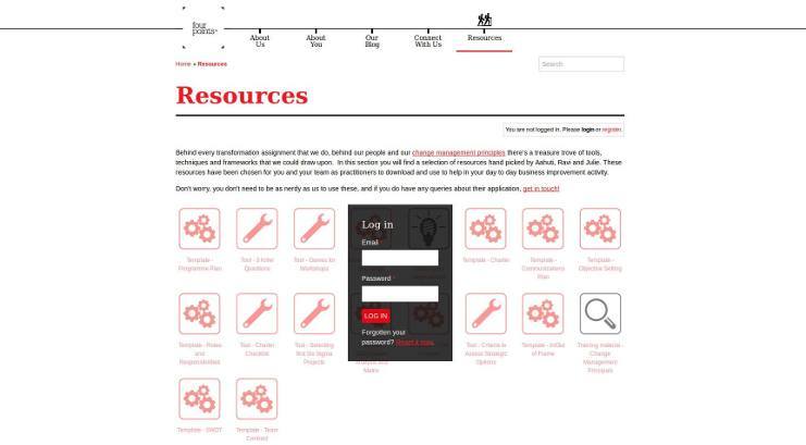 Resources login page