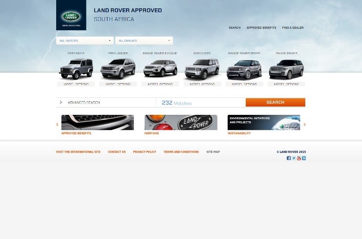 Vehicle selection screen