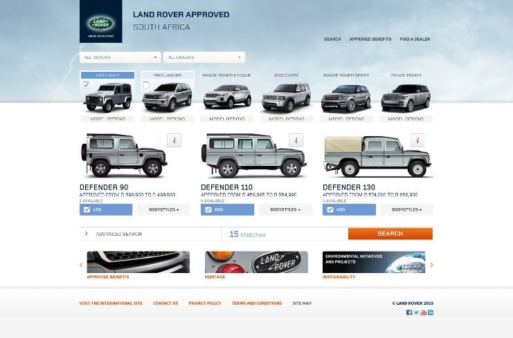 Model selection page